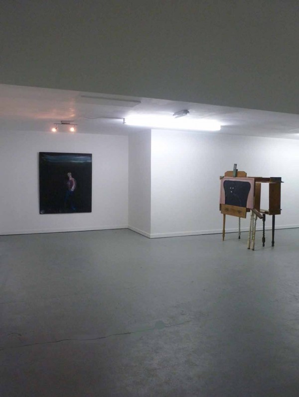 'Without Purpose' and 'At Home With His Unfinished Aloneness' installed. ID Smear exhibition MOTORCADE / FLASH PARADE, Bristol installed andrew litten litton artist sculpture